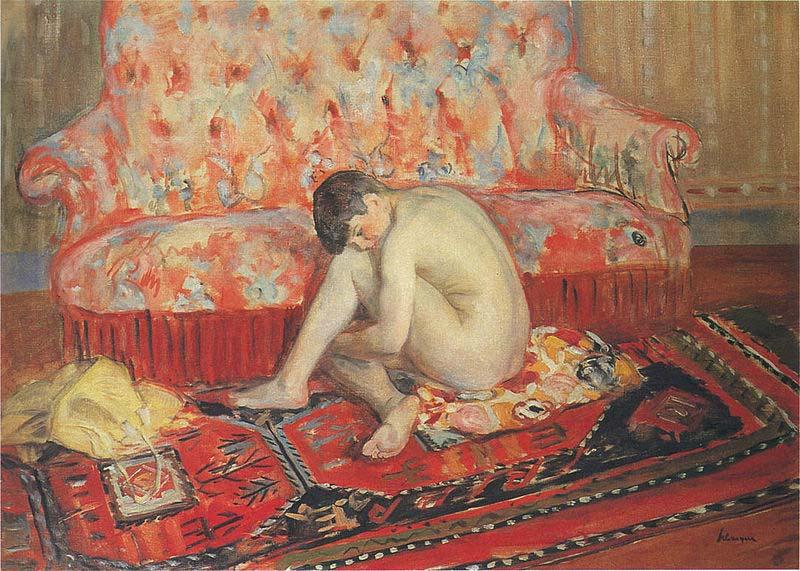 Henri Lebasque Prints Nude on Red Carpet, Sweden oil painting art